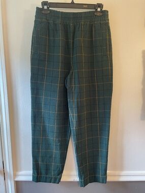 NWT Madewell Huston green plaid pull-on tapered pants size S
